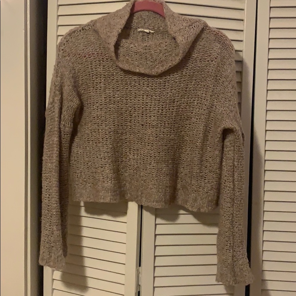 Cowl Neck Cropped Bell Sleeve Sweater
